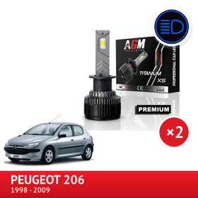 PAKIET LED Światła drogowe Peugeot 206 od 1998 do 2009 (z żarówką H1) - AGM Vision