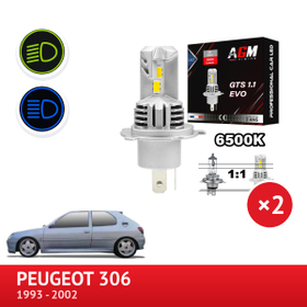 LED-sett H4 nærlys / fjernlys PEUGEOT 306 - AGM Vision