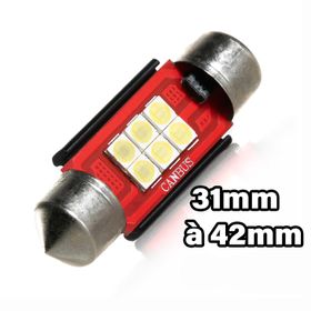 LED-rørpære F12 (Hvit) C3W, C5W, C7W, C10W fra 31 til 42 mm - AGM Vision
