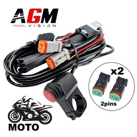 Faisceau LED Premium Moto Double Deutsch 2 Pins - AGM Vision