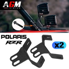 PAKKE 2 Støtter Dobbelt Fastgørelse Ekstra LED-forlygter Polaris RZR - AGM Vision