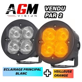 Kit 2 PHARES LED ROND QUADRA TECH DRIVING DUAL COLOR 20W - AGM Vision