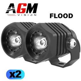KIT 2 MINI PHARES LED MOTO RONDS GT-FLOOD 35W - AGM Vision