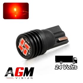 Ampoule LED T10-WR5W FRONT LED (Rouge) Camion 24 Volts - AGM Vision