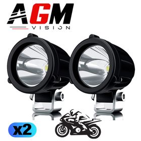 KIT 2 MINI PHARES LED MOTO RONDS SPOT MD 20W - AGM Vision