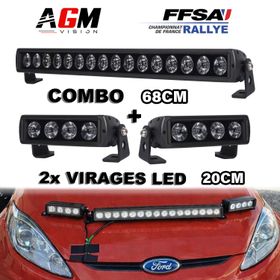 PACK ΜΠΑΡΑ LED ΡΑΛΙ - DARK V1 68CM + 2 ΦΩΤΑ ΣΤΡΟΦΗΣ 20CM - AGM Vision