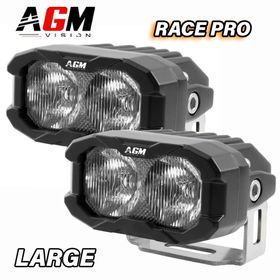 Kit 2 Mini Barres LED Moto Race Pro Flood 60W + Veilleuse Orange - AGM Vision