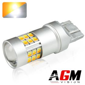 LED-pære W21/5W 7443 OPTIC Oransje / Hvit - AGM Vision