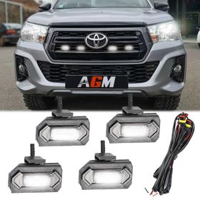 Pakke med 4 hvide LED-natlamper med klemme og clips - grill - AGM Vision
