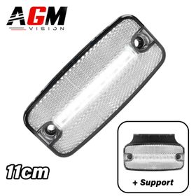 LED markeringslys refleks + feste (hvit) - 11 cm - AGM Vision