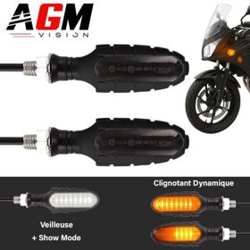 Κιτ 2 φλας μοτοσικλέτας LED Shadow 2 σε 1 - Δυναμικό φλας + λευκό φως θέσης - AGM Vision