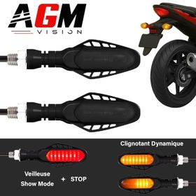 Κιτ 2 φλας μοτοσικλέτας LED Aerodark 3 σε 1 - Δυναμικό φλας + φως θέσης / στοπ κόκκινο - AGM Vision