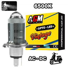 Ampoule LED H4 OPTO ventilée avec loupe, spécial AC-DC - AGM Vision