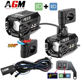 Kit 2 mini phares LED Moto VX-Evo 80 Croisement / Route 80 Watts - AGM Vision