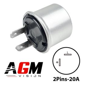 LED flasher relay / central unit 2 pins in metal, round shape - vintage - AGM Vision