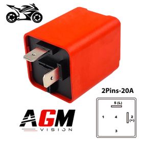 Universal red LED flasher relay / unit – 2 pins for motorcycle. - AGM Vision