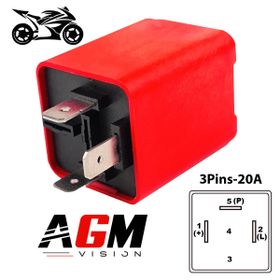 Universal red LED flasher relay / unit – 3 pins for motorcycle. - AGM Vision