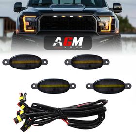Pack of 4 White/Smoked Orange LED Screw-on Night Lights for Grille - AGM Vision