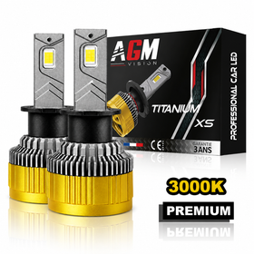 Kit ampoules LED H3 Titanium XS V2 - jaune 3000K - AGM Vision