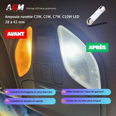 Navette LED ANGEL (Blanc) C3W, C5W, C7W, C10W de 28 à 42 mm