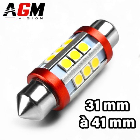 Navette LED Ultra Wide 12V (Blanc) : C3W, C5W, C7W, C10W de 31 à 41 mm