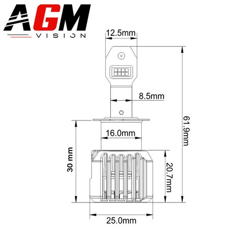 KIT LED-pærer H3 GTS EVO R70W - Justerbare & Ventilerede