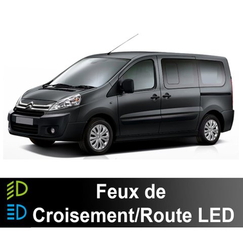 Pack feux de croisement/route LED Citroën Jumpy 2 2007 à 2016