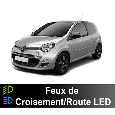Pack LED Feux de croisement & route Renault Twingo 2 2007 à 2014