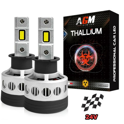 Kit ampoules LED H3 Thallium 24V, Compétition, Ultra Puissante, 170 WATTS, 32 000 LUMENS