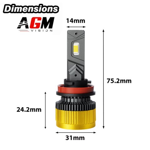 Kit LED-lampor H11 Titanium XS gul 3000 K