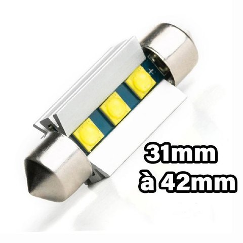 Navette LED SUPREME (Blanc) C3W, C5W, C7W, C10W de 31 à 42 mm