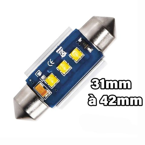 Navette LED ELITE (Blanc) C3W, C5W, C7W, C10W de 31 à 42 mm