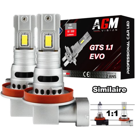 Kit ampoules LED H11 GTS 1.1 EVO R70W - Ventilé - Blanc 6500K