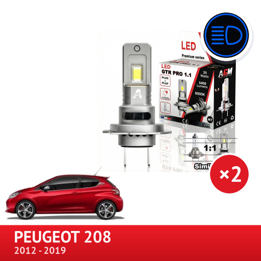 Pachet becuri LED pentru faza lungă Peugeot 208 (2012 à 2019)