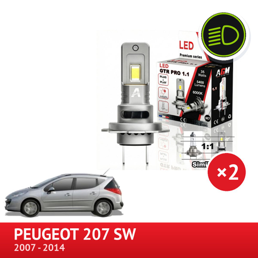 LED-kit til nærlys PEUGEOT 207 SW LED-kit til nærlys PEUGEOT 207 SW