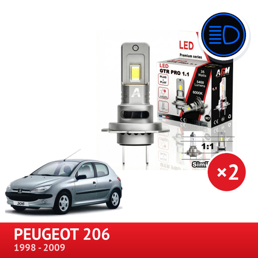 LED PACK Grootlicht Peugeot 206 van 1998 tot 2009 (Met H7 Lamp) LED PACK Grootlicht Peugeot 206 van 1998 tot 2009 (Met H7 Lamp)