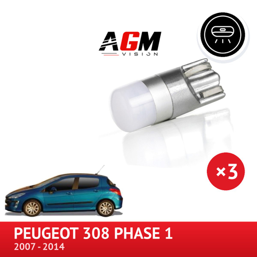 Kit LED d’éclairage du plafonnier avant PEUGEOT 308 Phase 1 Kit LED d’éclairage du plafonnier avant PEUGEOT 308 Phase 1