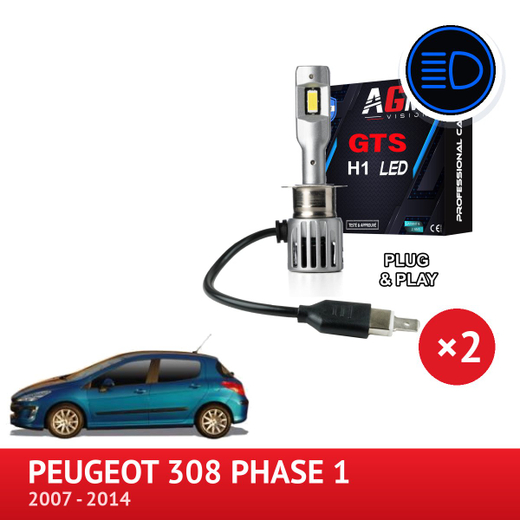 Kit LED H1 Feux de route PEUGEOT 308 Phase 1