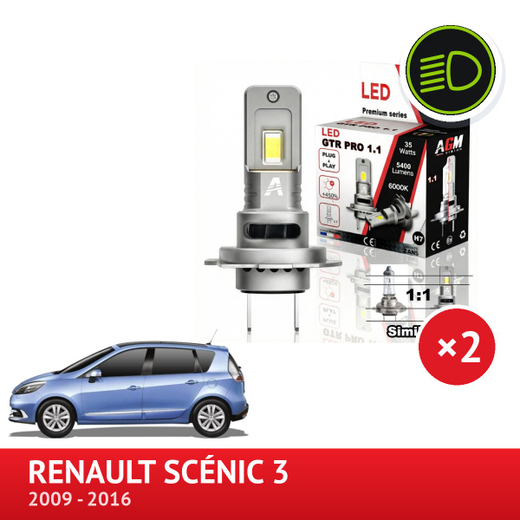 LED sada H7 pro potkávací světla Renault Scénic 3