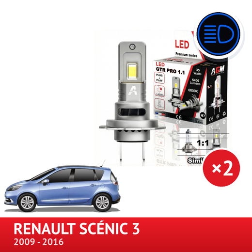 Κιτ LED H7 για τα φώτα πορείας RENAULT Scénic 3 Κιτ LED H7 για τα φώτα πορείας RENAULT Scénic 3