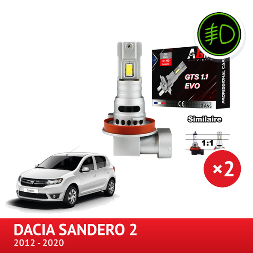 LED-sarja H16 etusumuvaloihin DACIA Sandero 2
