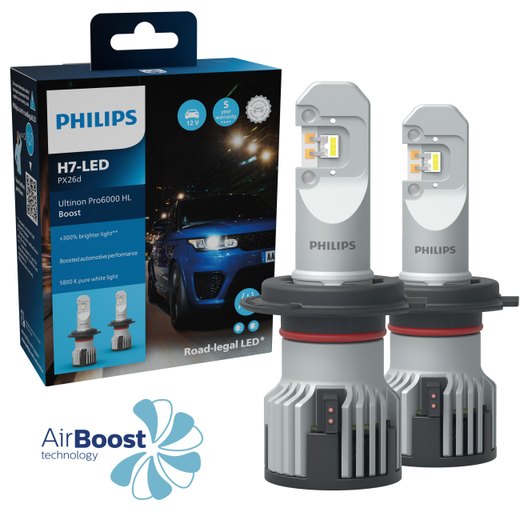 Philips Ultinon Pro6000 Boost H7 LED bulb approved for motorcycles (single unit) Philips Ultinon Pro6000 Boost H7 LED bulb approved for motorcycles (single unit)