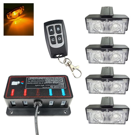 Pack de 4 strobes LED pour grille de calandre orange Pack de 4 strobes LED pour grille de calandre orange