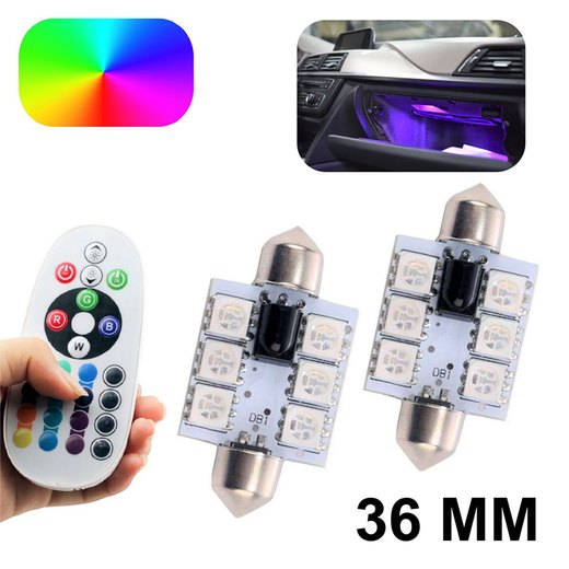 Kit 2 LED C10W 36 mm multicolor-lampor