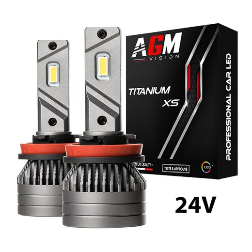 KIT AMPOULES LED H11 TITANIUM XS 24V POUR CAMION - 90 WATTS - 15 300 LUMENS - 6000K KIT AMPOULES LED H11 TITANIUM XS 24V POUR CAMION - 90 WATTS - 15 300 LUMENS - 6000K