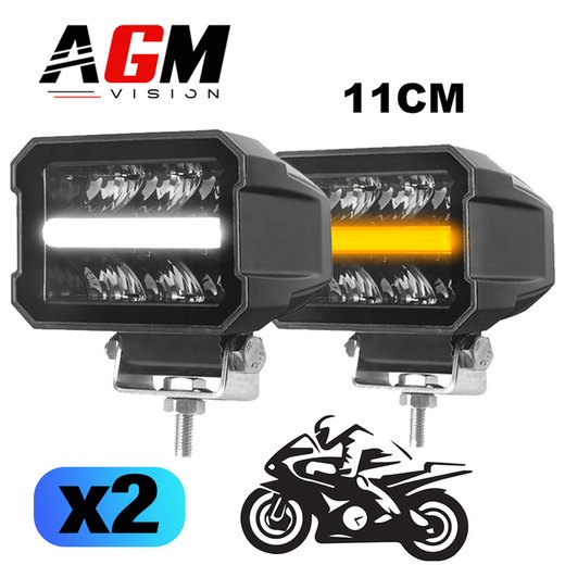 SETT 2 MINI LED-LYSBARRER FOR MC DOBBEL FLOOD + PARKLYS HVIT/ORANSJE - 11 CM
