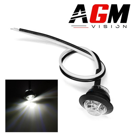 Rund LED-markeringslys (hvid) - Ø 2 cm