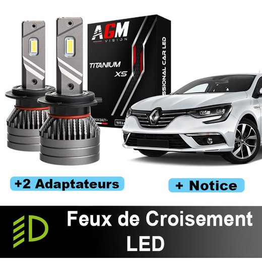 Pack feux de croisement LED Renault Megane 4 2016 à 2023 - 90 watts - 15 300 lumens