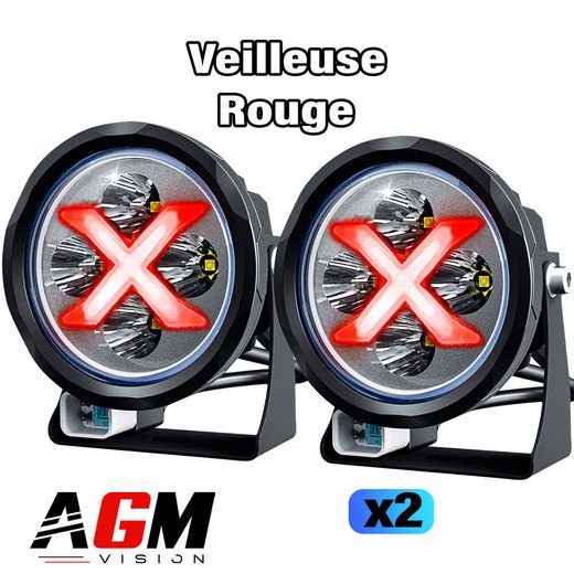 KIT 2 LED-MOTORSTRÅLKASTARE X-TECH RÖD 80W