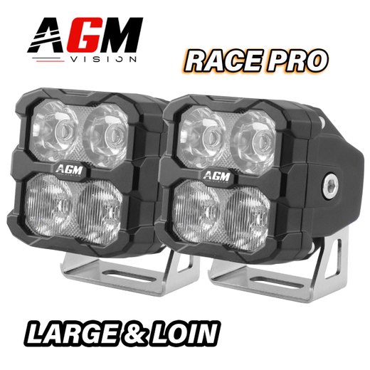 Kit 2 Faruri LED moto Pătrat Race Pro 120W + Lumină de poziție Portocalie Kit 2 Faruri LED moto Pătrat Race Pro 120W + Lumină de poziție Portocalie